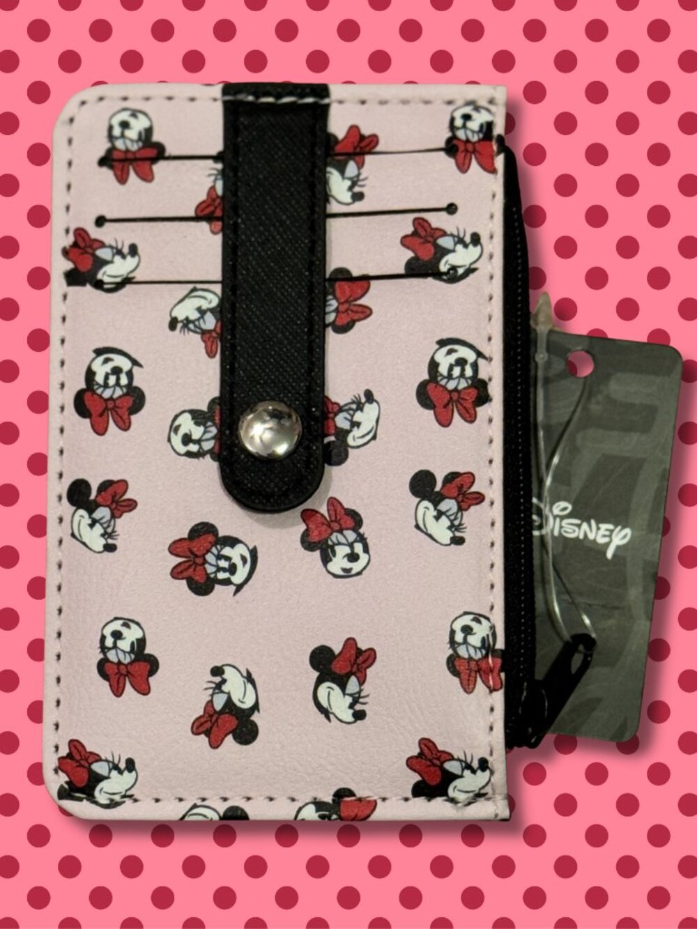 Disney Minnie Mouse Expressions Card Holder Wallet Blush Pink NWT